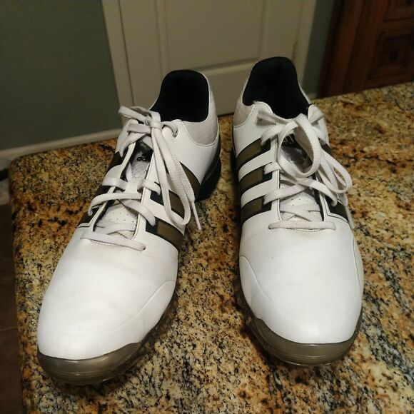 Rare Adidas Mens Powerband Golf Shoes 2016 Size 13 White / Gold main image 4